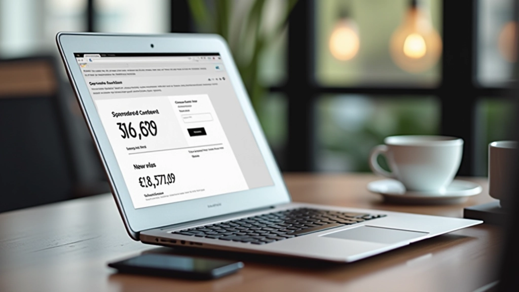 Personne travaillant sur un ordinateur portable avec des graphiques de contenu sponsorisé